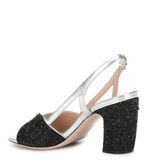 miu miu glitter slingback sandals|Silver Glitter Sandals .